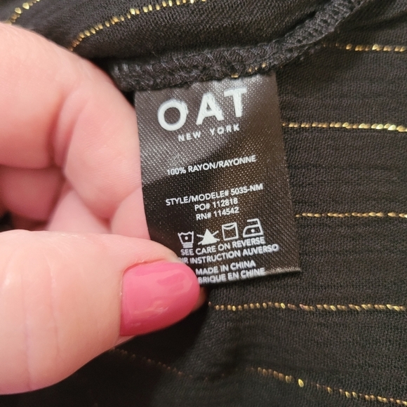 Oat New York Black Gold Smocked Puff Long Sleeve Midi Dress Small NWOT - Picture 5 of 5